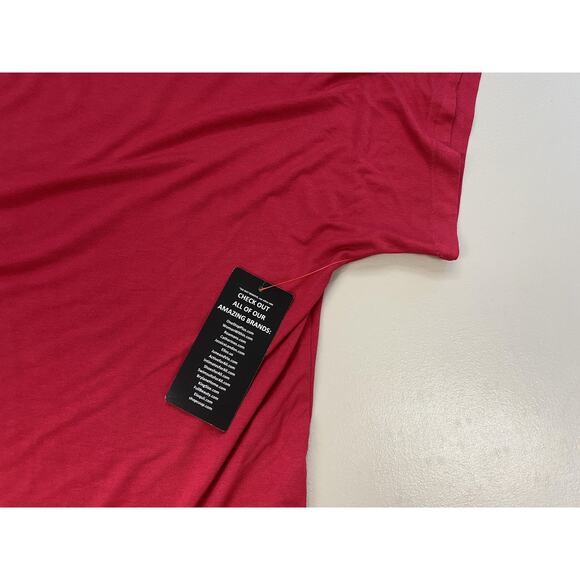 Catherines Top 3X Red Rhinestone Embellished V Neck Dolman Slinky Knit Glam - Picture 9 of 13